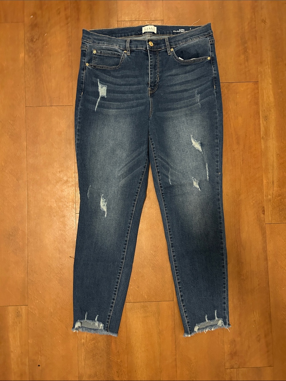 Nicole Miller Dark Blue Distressed Skinny Jeans